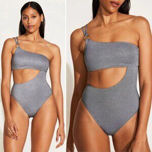 Vitamin A Cosmo One Shoulder Piece SWIMSUIT Size S Twilight Metallic NEW $175